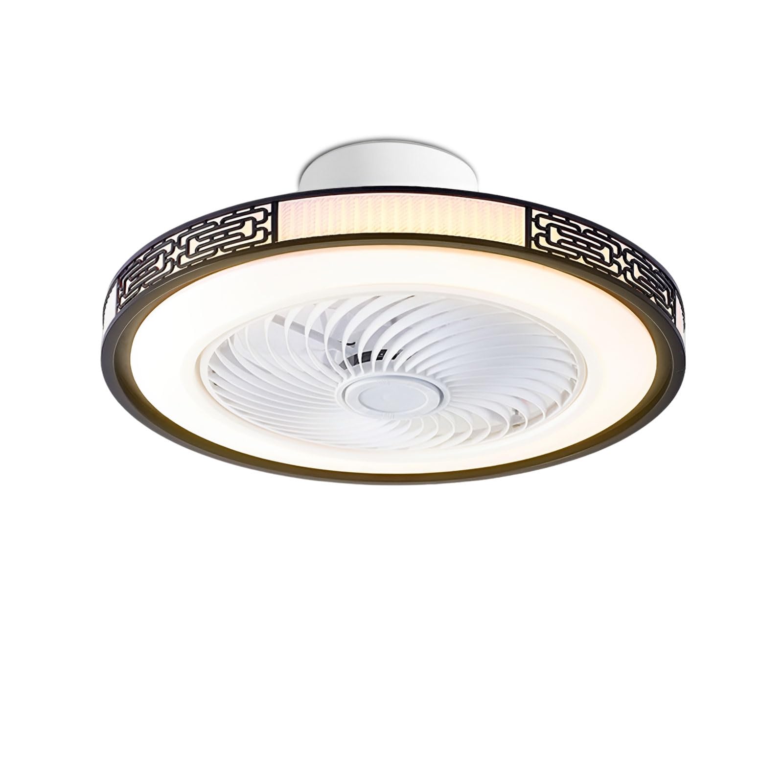 HXYSXHJUO Dimmable LED Ceiling Fan Light Chinese Style Low Profile With 19.7in Small Fans Lights Flush Mount For Bedroom Lounge Room Study