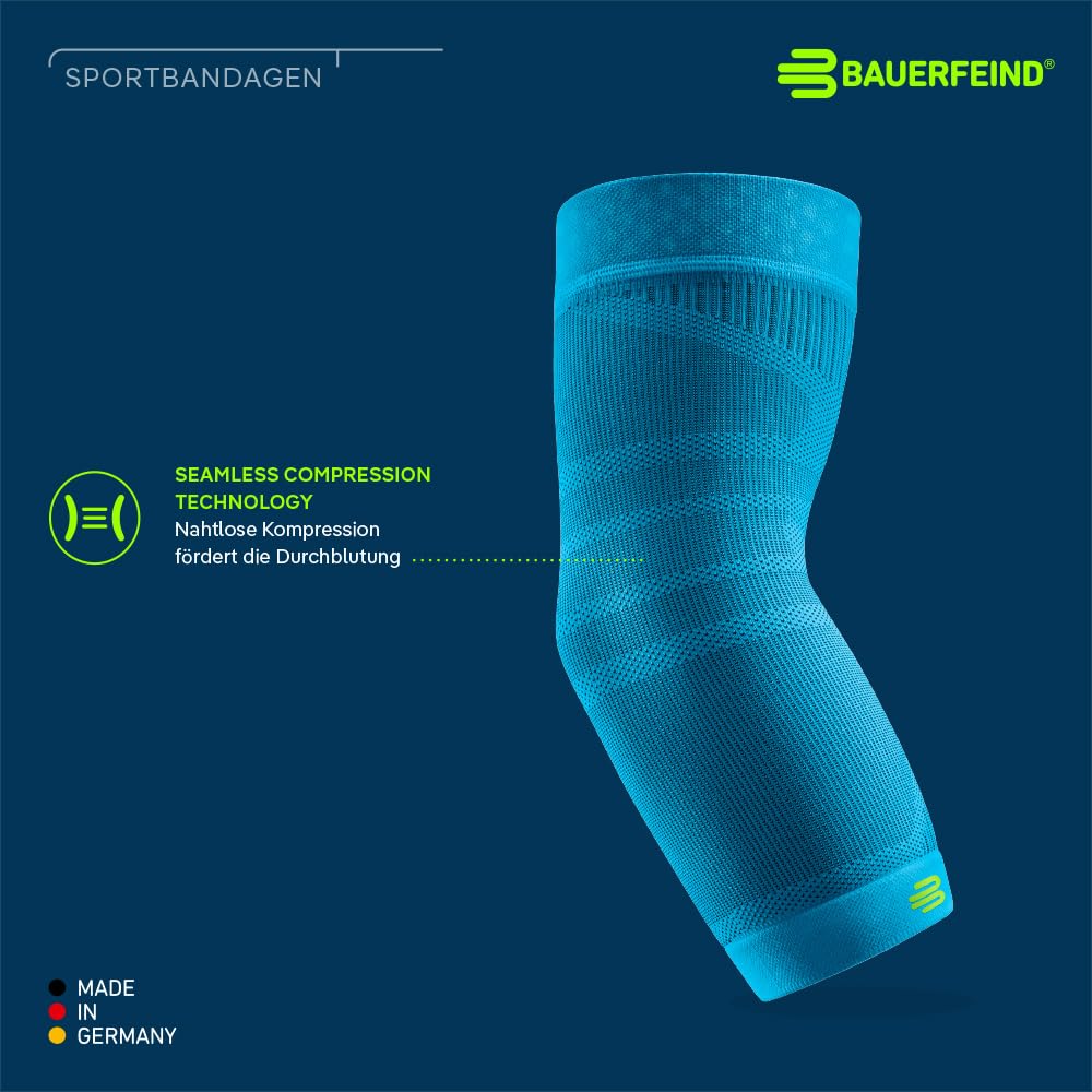 BAUERFEIND Ellenbogen Sleeve „Sports Compression Elbow Support“, 1 Unisex Ellenbogenbandage mit Kompression, Für Basketball, Leichtathletik und bei Ball- und Schlagsportarten, Rechts & Links tragbar