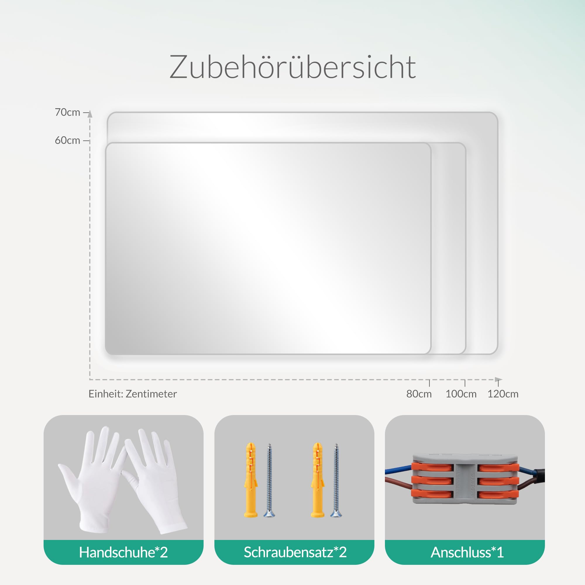 Badspiegel mit Beleuchtung - Wandspiegel mit 3 Farben & Dimmbare Helligkeit, Touch-Schalter mit Antibeschlag & Memory, HD Silber-Spiegel, 120x70cm, Badezimmer Spiegel mit Beleuchtung