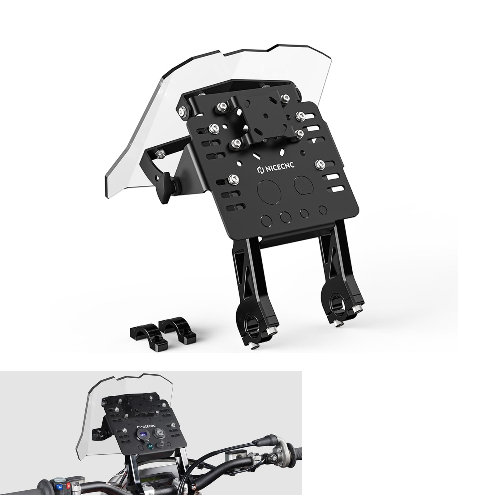 Photo 1 of NICECNC Motorcycle GPS Mount Bracket Kit, Mini Fairing Compatible with KTM Accessories, Fits KTM EXC/EXC-F/SX/SXF/XC 125-530 (2004-2024) & Husqvarna TC/FC/TX/FX 125-501 (2014-2024), Aluminum,Black
