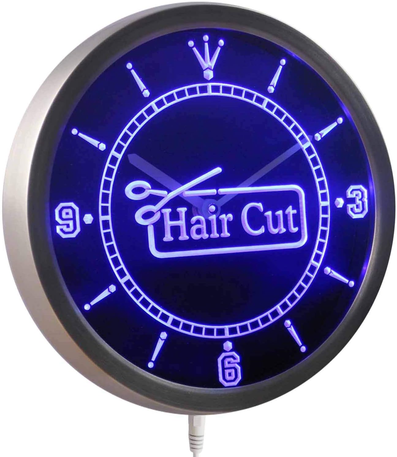 ADVPRO nc0416-b Hair Cut Scissor Barber Open Neon Sign LED Wall Clock