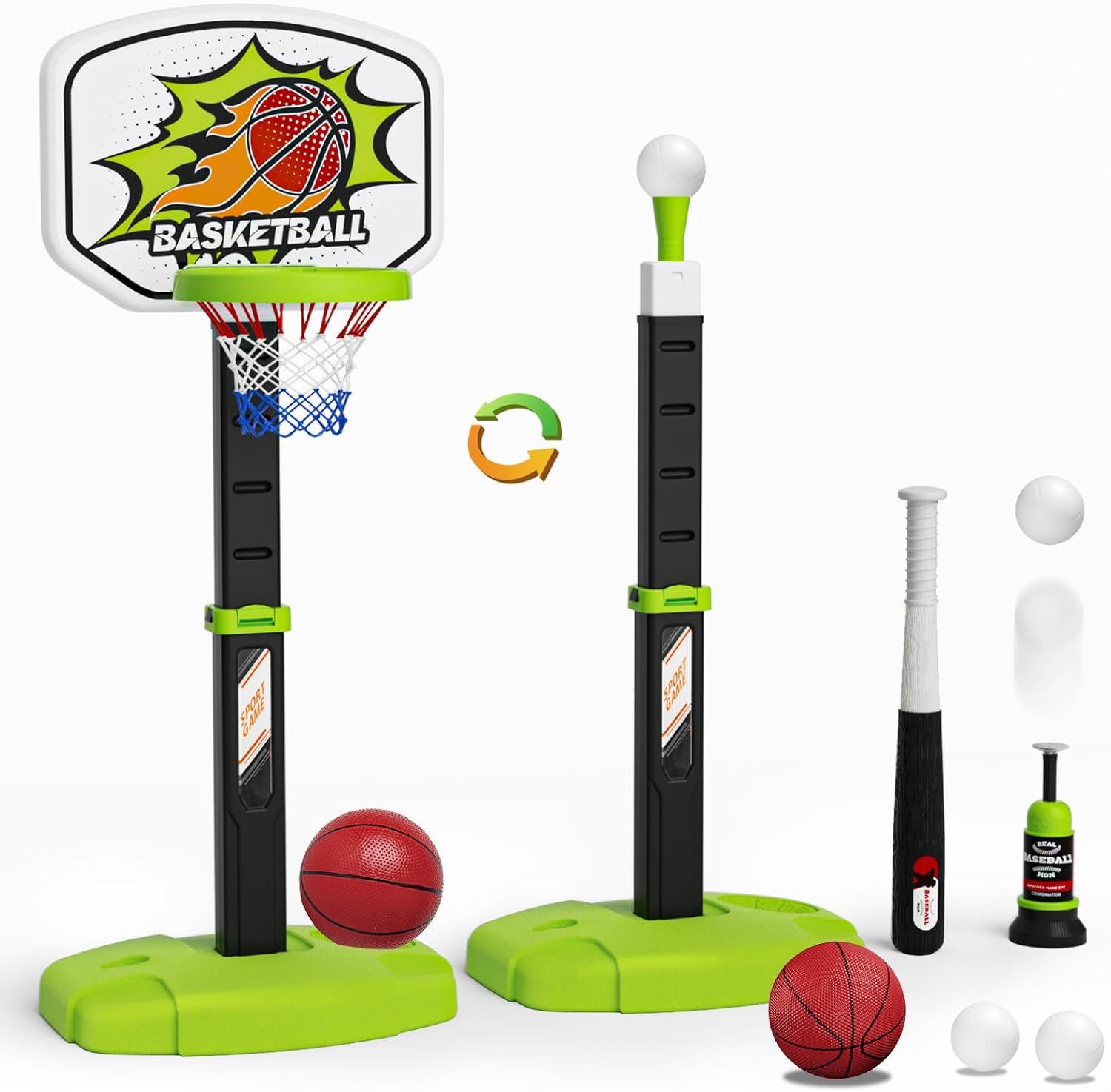 Outdoor Sport Toys Light Up Archery & Toddler Basketball Hoop and Tee Ball Set for Boy Bow and Arrow Set with 10 Suction Cup Arrows Baseball Tee with Automatic Pitching Machine Christmas Birthday Gift