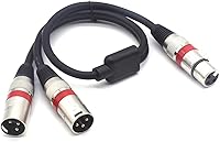 Vista 1 de SiYear - Cable divisor XLR hembra a macho dual de 3 pines y cable de parche en Y para micrófono, adaptador de audio equilibrado (50CM)