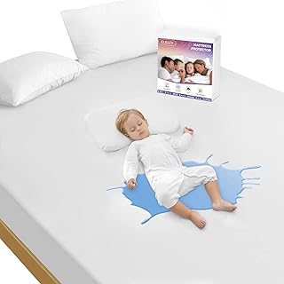 Queen Mattress Protector Waterproof Cover Queen Size Soft Breathable Noiseless Bed Cover Deep Pocket for 6-21" Pad, Washable Hypoallergenic Vinyl Free for Pets Kids Adults (1 Pack)