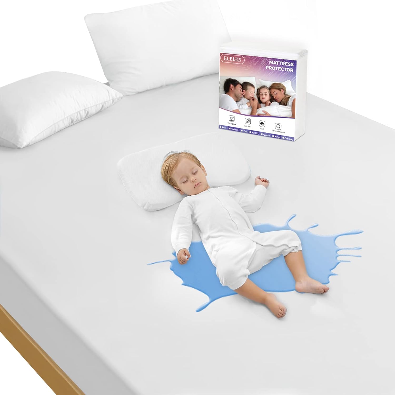 2 Pack Queen Mattress Protector Waterproof Mattress Cover Queen Size Soft Breathable Noiseless Bed Cover Deep Pocket for 6-18″ Pad, Washable Hypoallergenic Vinyl Free for Pets Kids Adults, White 2 Pack Queen Mattress Protector Waterproof Mattress Cover Queen Size Soft Breathable Noiseless Bed Cover Deep Pocket for 6-18″ Pad, Washable Hypoallergenic Vinyl Free for Pets Kids Adults, White
