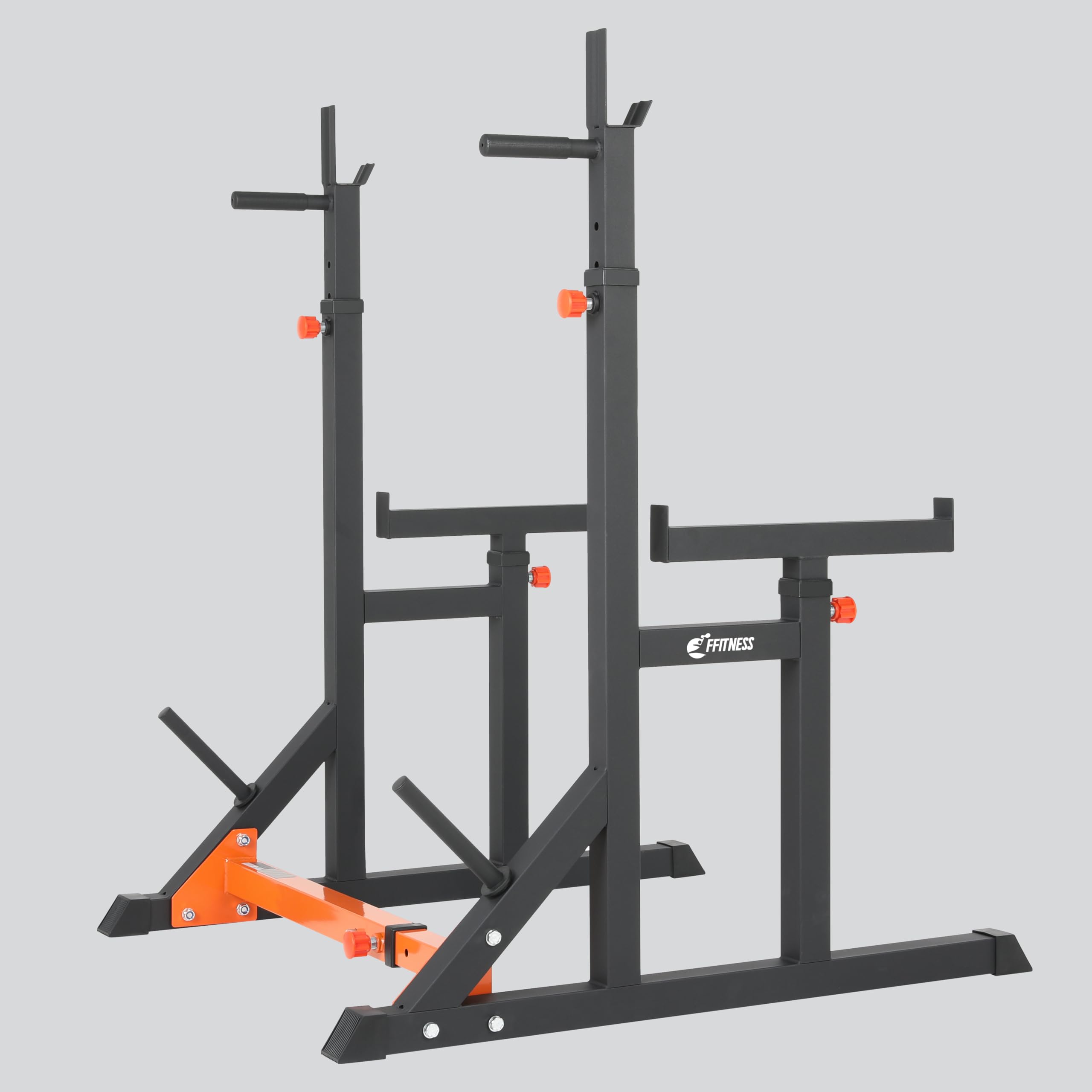 FFitness Squat Rack Regolabile Doppio Supporto per Bilanciere Multifunzione Rastrelliera Pesi in Acciaio Panca Stand con Portadischi