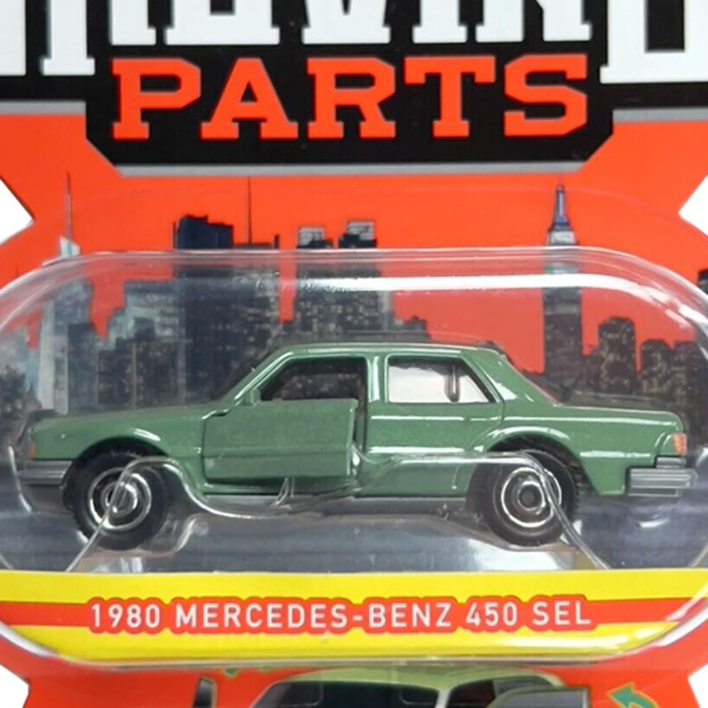 Veicolo pressofuso di parti mobili scatola di fiammiferi da collezione - 1980 Mercedes Benz 450 SEL ~ HLG27 ~ Verde ~ Realizzato con zinco riciclato