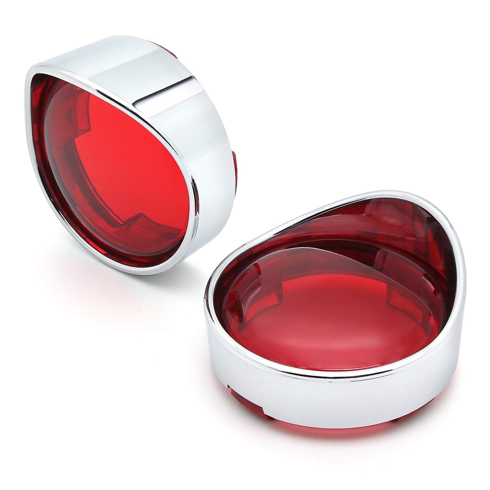 MFC PRO Chrome Plating Visor-Style Turn Signal Bezels with Red Lens for Harley Custom Cruiser(Red)-picture-22