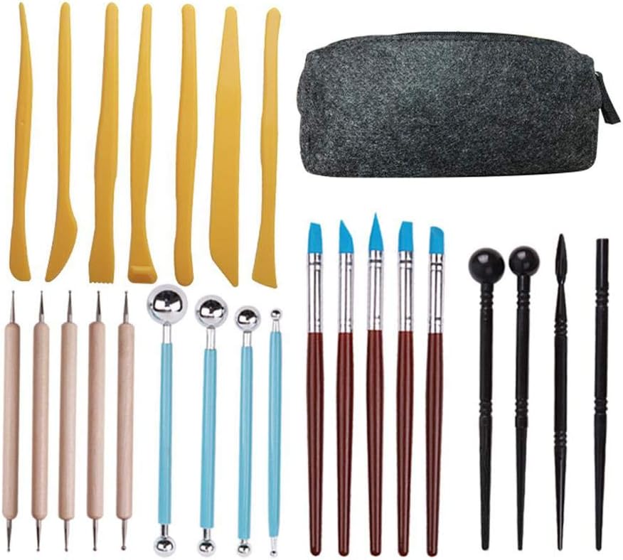 Clay Sculpting Tool, 26Pcs Modeling Clay Tools Set Polymer Clay Sculptures Tools with Storage Case for Rock Painting, Pottery Clay Modeling Embossing Nail Art DIY