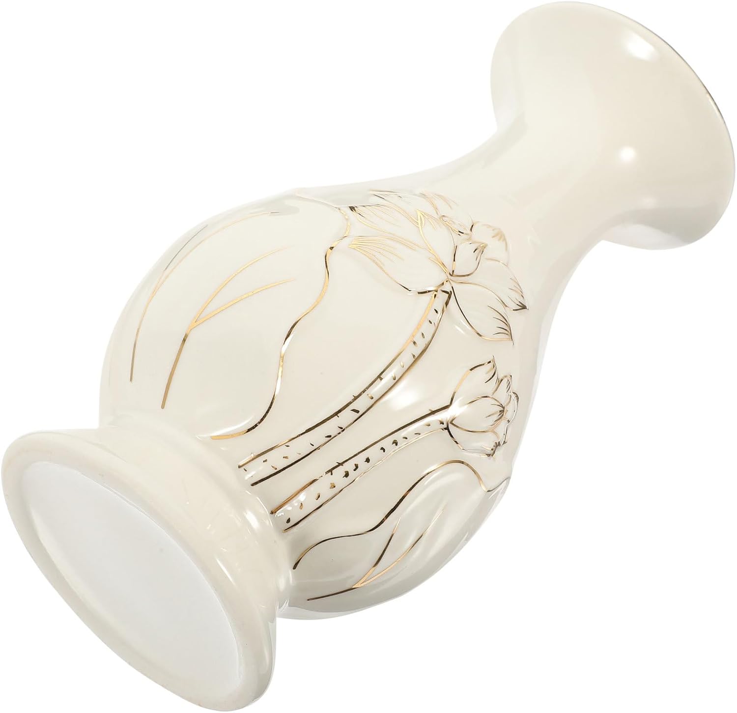 NUOBESTY Ceramic Buddhist Flower Vase Guanyin Jade Pure Bottle Decorative Buddha Flower Vase Guanyin Temple Offering with Lotus Pattern for Home Decor Office Desk Arrangement 6.88In