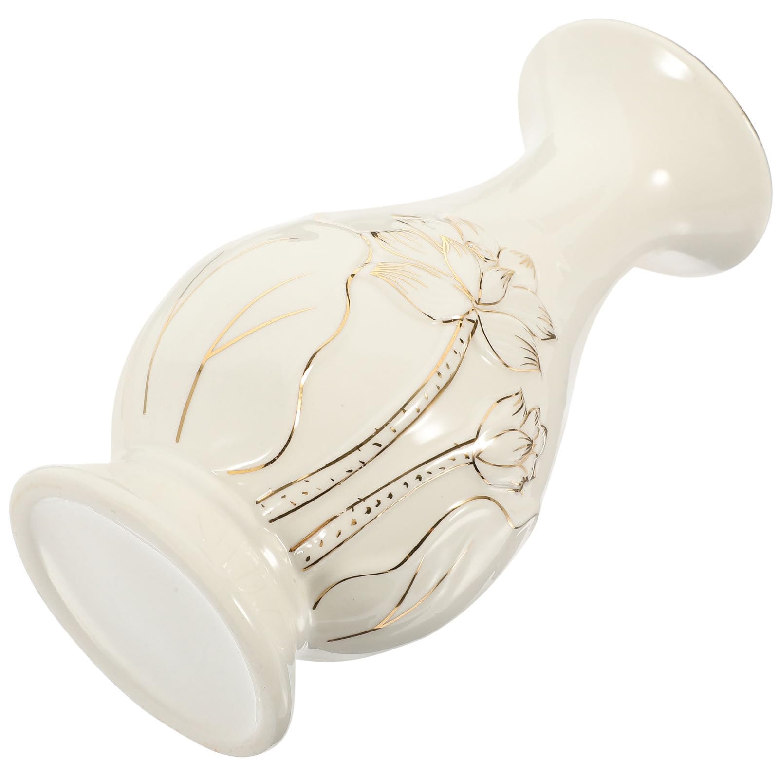 Vase à bourgeon en céramique blanc motif lotus de bureau