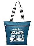 Large Zippered Tote Bag with Pockets for Grandmas, Grandmother, Nana - Fave People Grandma Gray - Pe