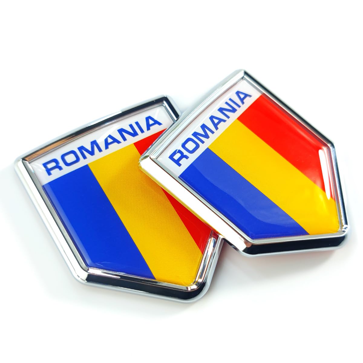 Newperlite Romania Flag Emblem Romanian Decal Sticker Flags, 2 Pack