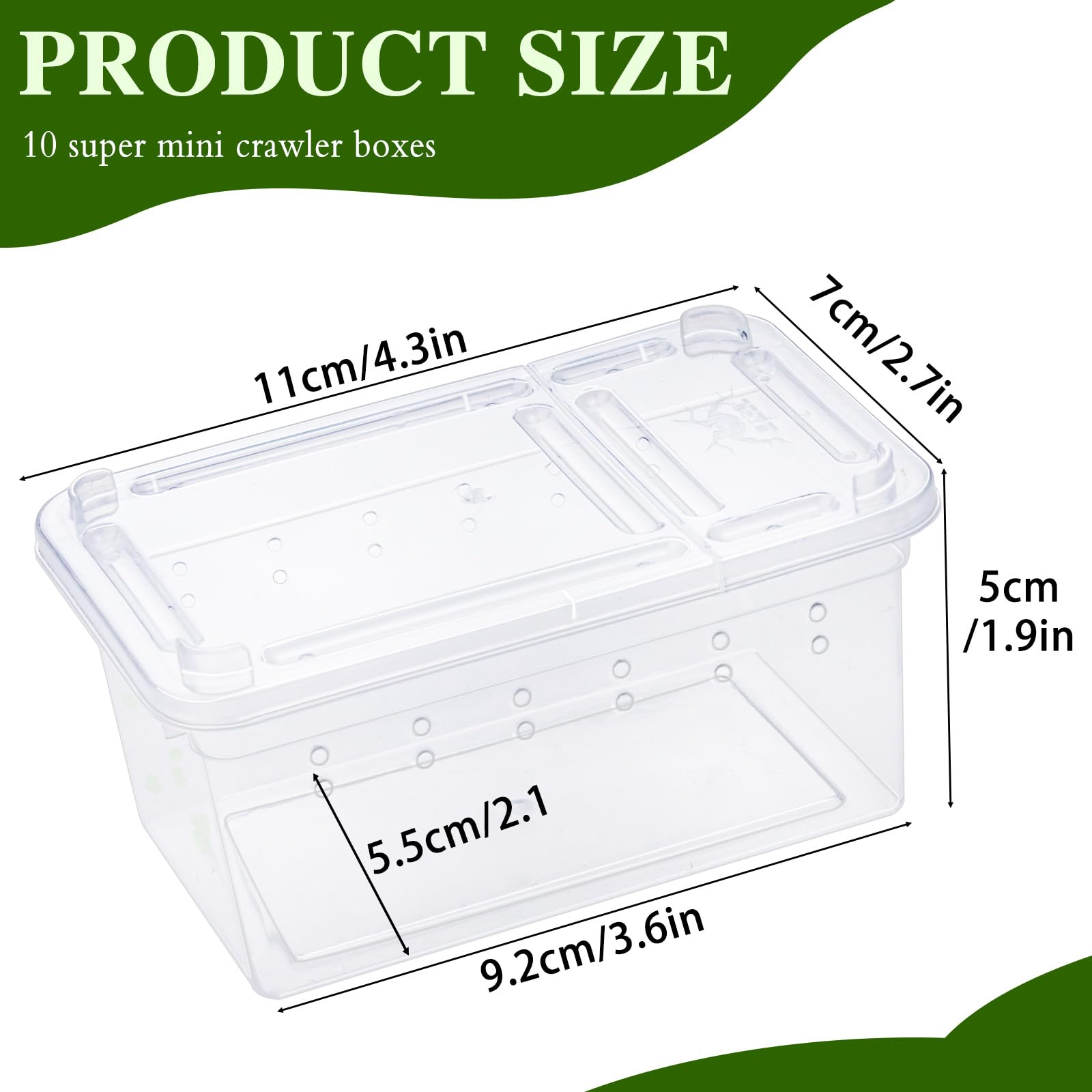 Boîte à nourriture pour reptiles, transparente, habitat animalier, cage, araignée, terrarium, boîte à couver en plastique pour reptiles, tortue, araignée, grenouille, scorpion, serpent (11 x 7 x 5,5