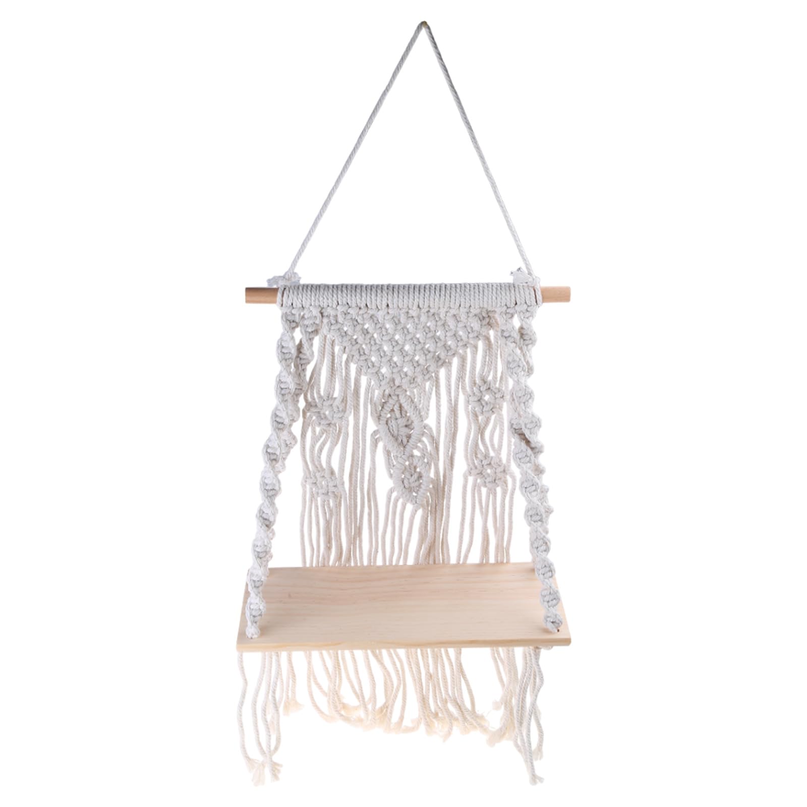 Kalttoy Creamy White Cotton Rope Rack Wall Decoration Hand-Woven Tapestry Shelf For Personalized Wall Decor Handcraft Unique