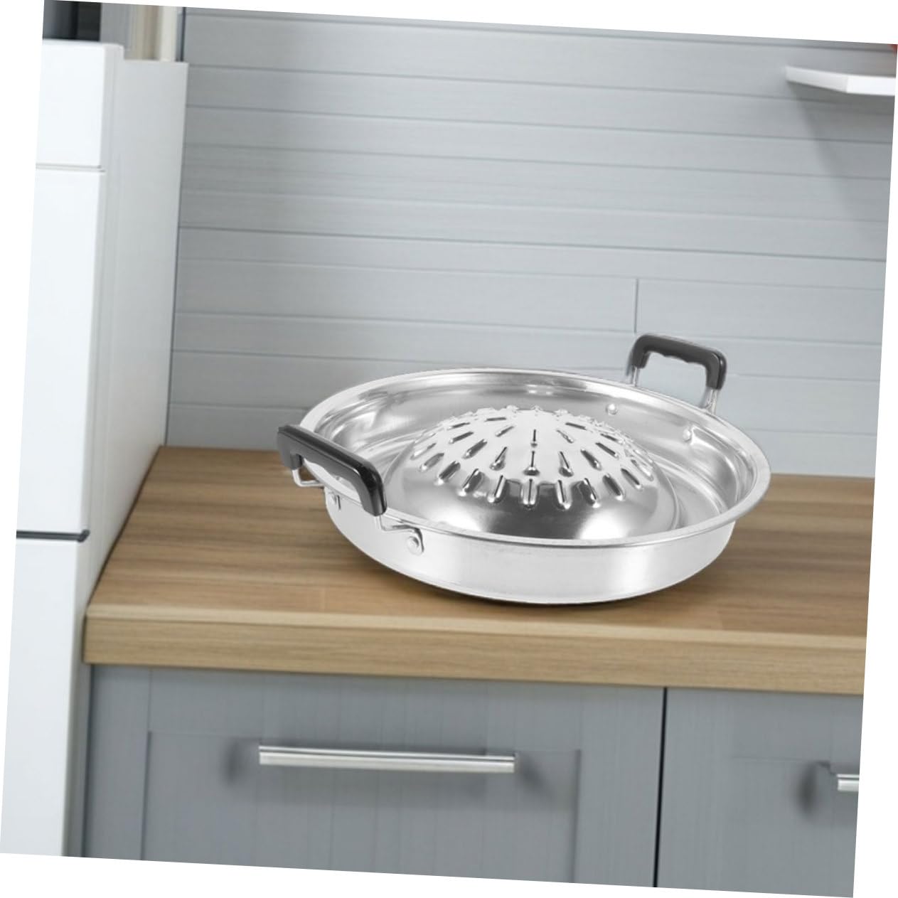 Sartén para Parrilla Redonda de Aluminio, 2 Piezas, Plata