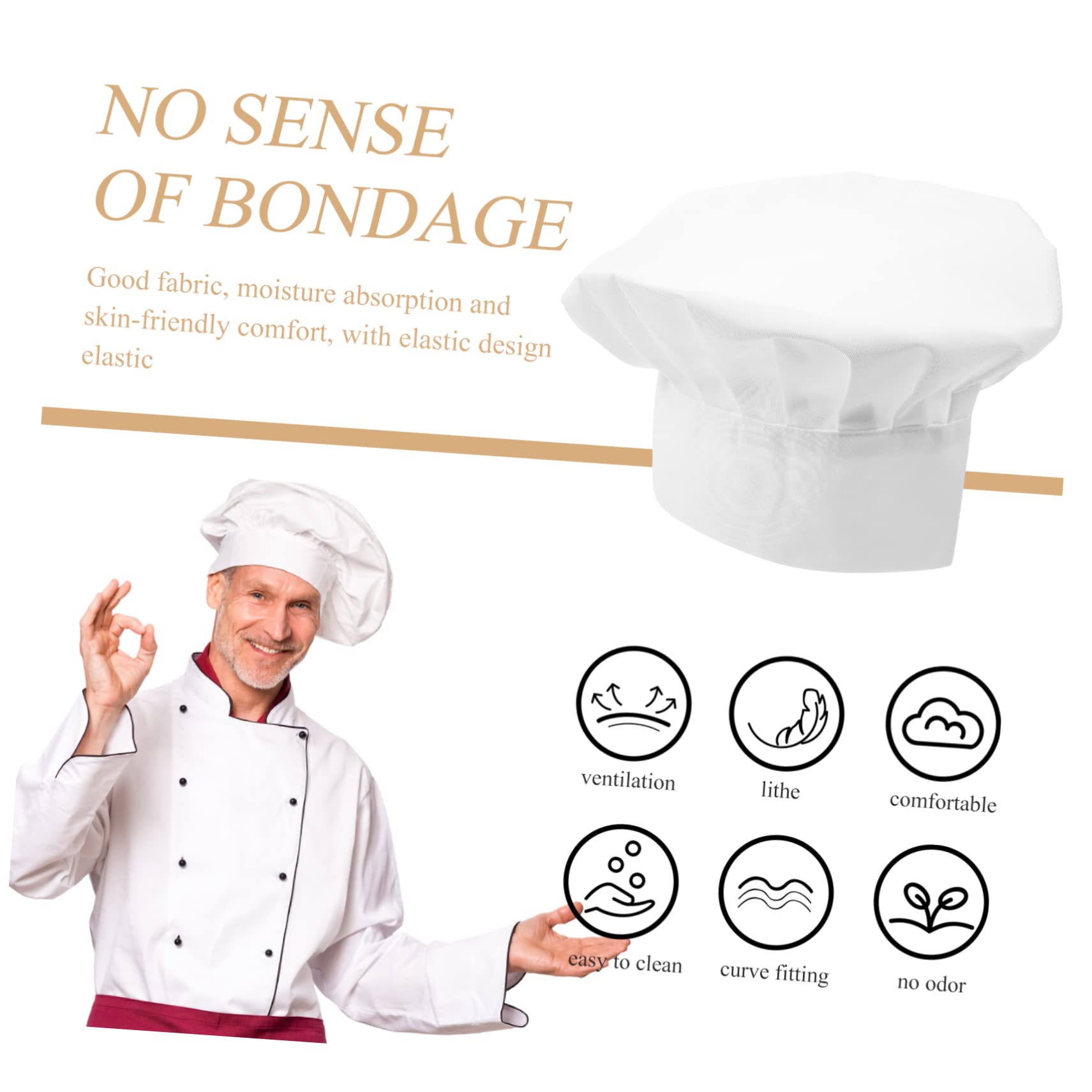 FRCOLOR Unisex Chef Hat Comfortable Kitchen Cooking Hat for Men and Women Classic Design for Home Restaurant Use Essential Kitchen Supply White