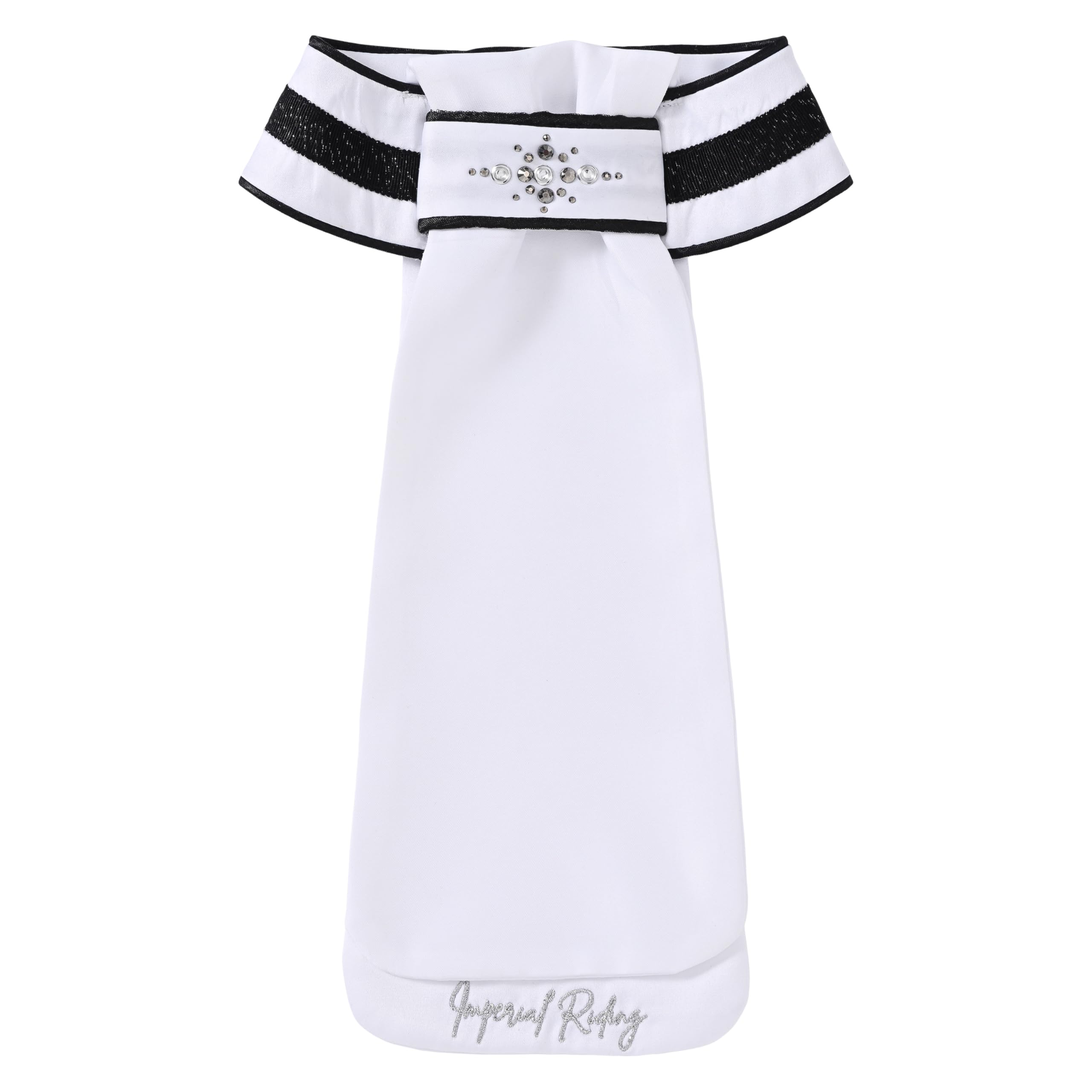 Imperial Riding Turnierplastron IRH Basic mit kontrastierendem Glitzer, Satin-Plastron mit Klettverschluss, 100% Polyester, Weiß