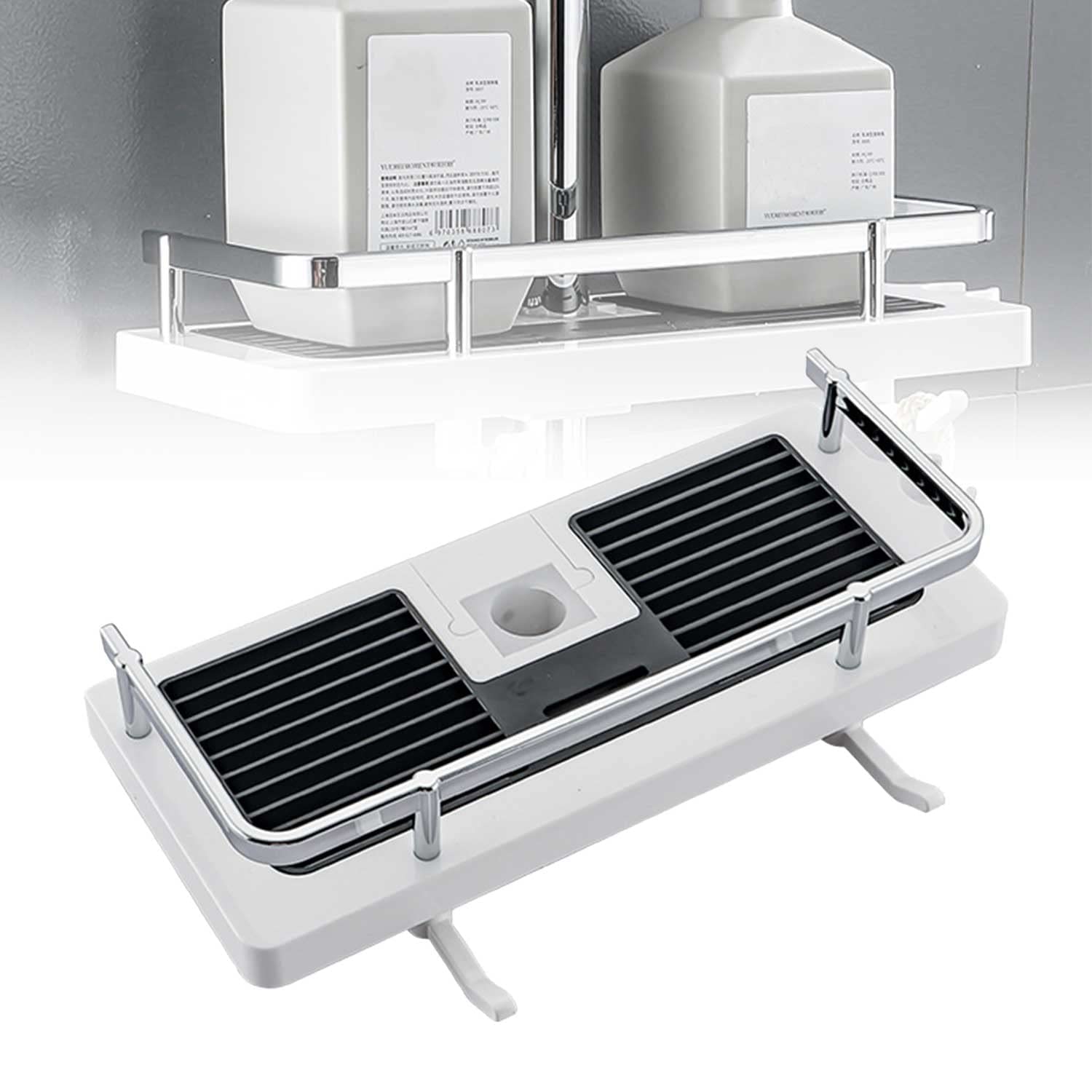 Punch-free Multi-function Storage Rack 2-in-1 Liftable Shower Rack Bathroom Shower Shelf Bathroom Shelf Caddy for Shower Rail Bathroom