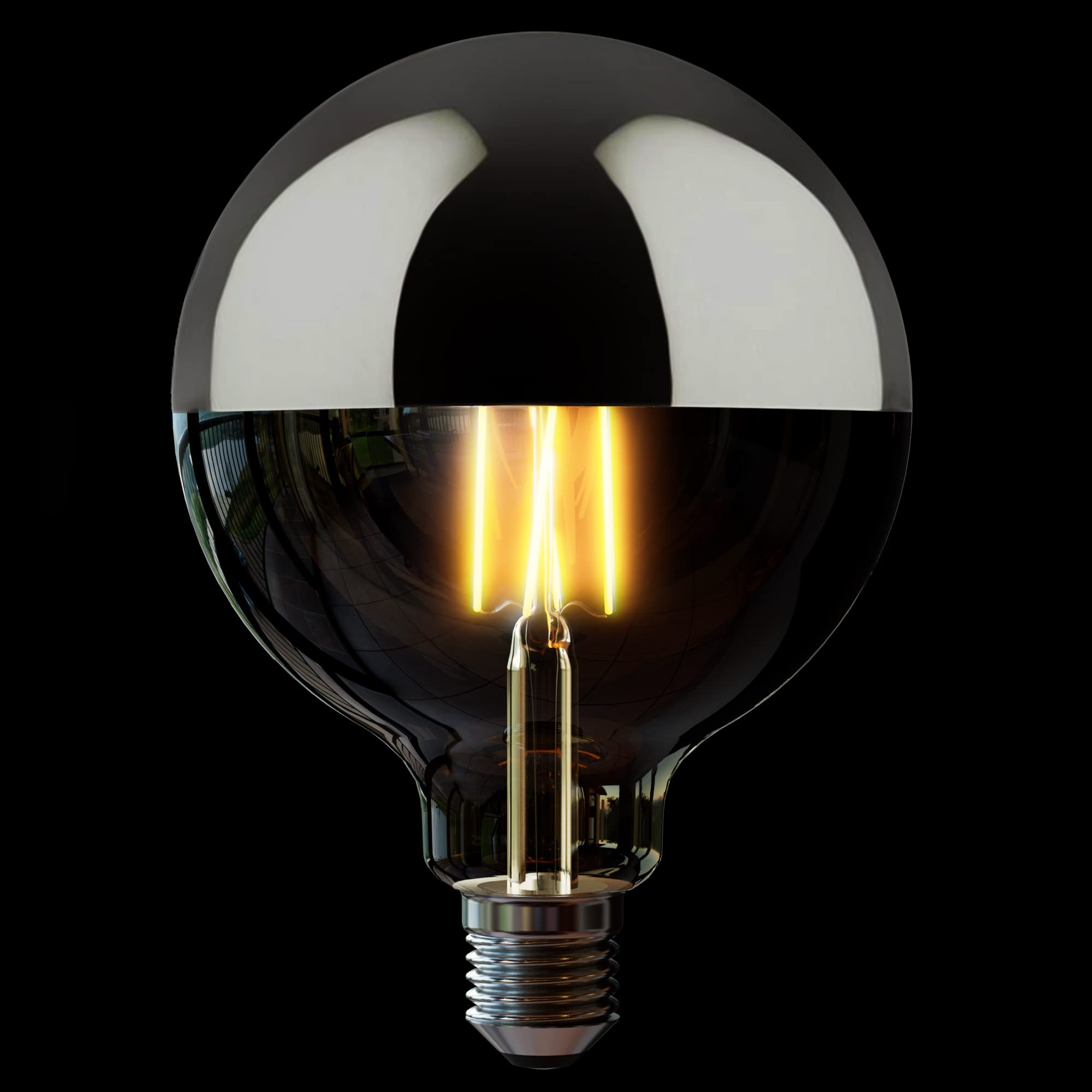 SSC-LUXon Globe XL - 2 lampadine a LED con luce bianca calda, attacco E27, 5 W, colore: Argento