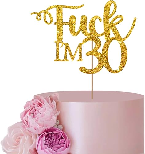 Miniatura 6 de Decoración de pastel dorada para decoración de pastel de cumpleaños 50, decoración de pastel Fuck I'm 50, decoración de 50 pasteles con purpurina