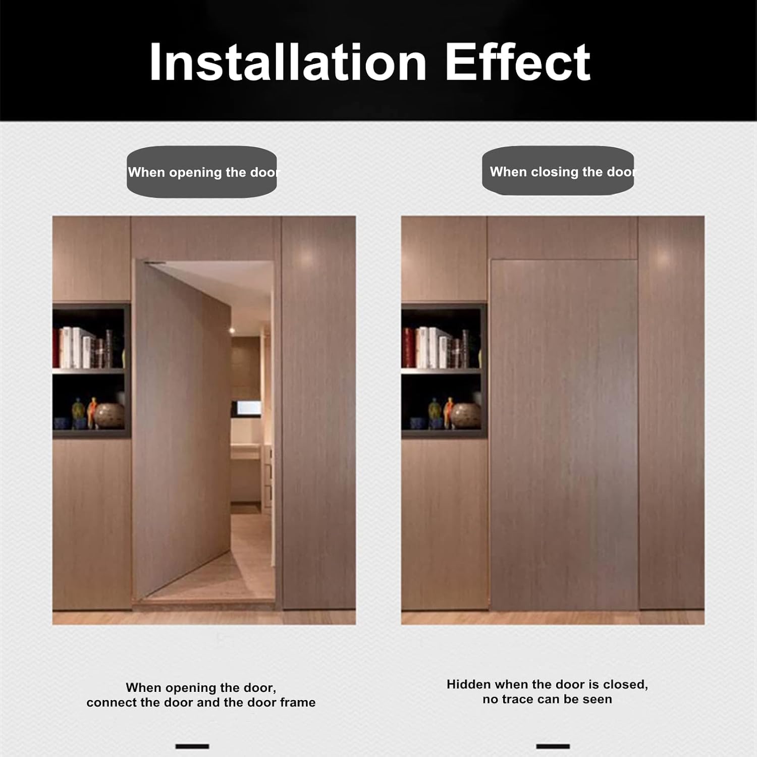 Upgrade LAGALO 2-Pack Hidden Door Hinges 180° Swing Heavy Duty Hinges 265LB Load-Bearing, 9.45" Invisible Zinc Alloy Design for Seamless Cabinet Doors or Hidden Bookcase Door (Silver)