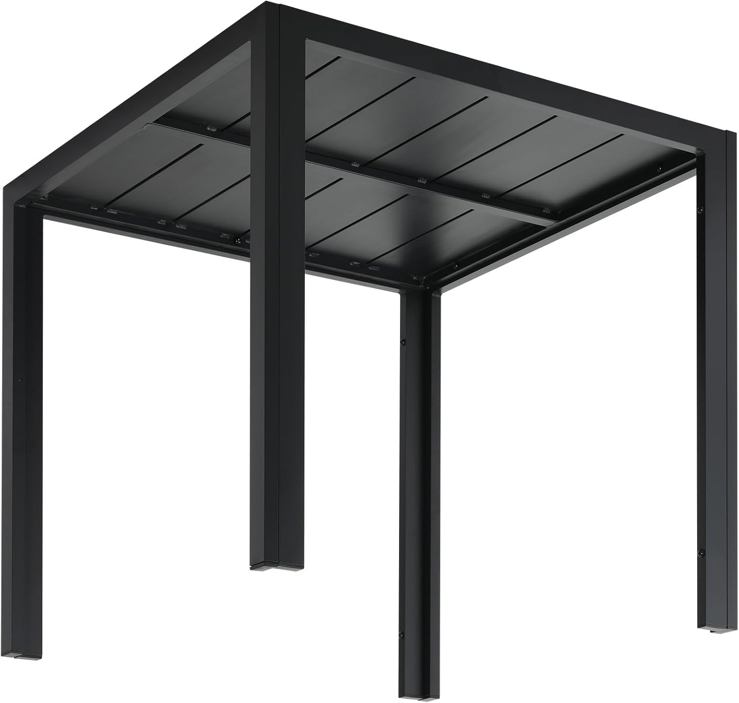 LIFERUN Gartentisch Wetterfest klein, 75x75 cm Aluminium Balkontisch | Outdoor Quadratisch Terrassentisch Vollmetalltisch für Garten, Terrasse und Balkon, Schwarz (11 cm schmales Brett)