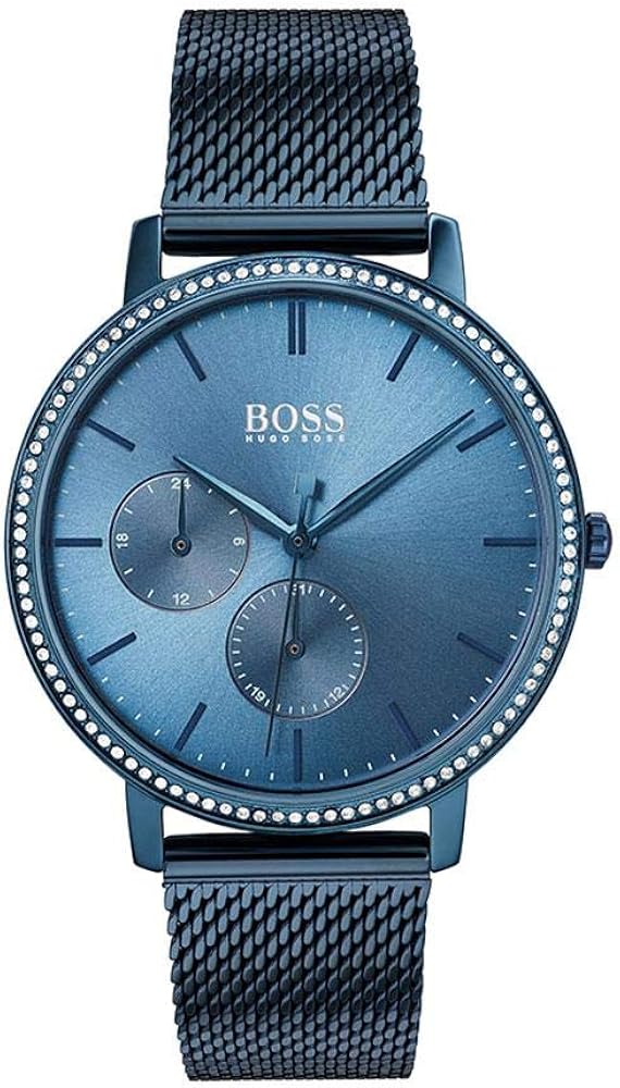 Boss Orologio Analogico Multifunzione al Quarzo da Donna con Cinturino in Maglia Metallica in Acciaio Inossidabile Blu - 1502518 Boss Orologio Analogico Multifunzione al Quarzo da Donna con Cinturino in Maglia Metallica in Acciaio Inossidabile Blu - 1502518