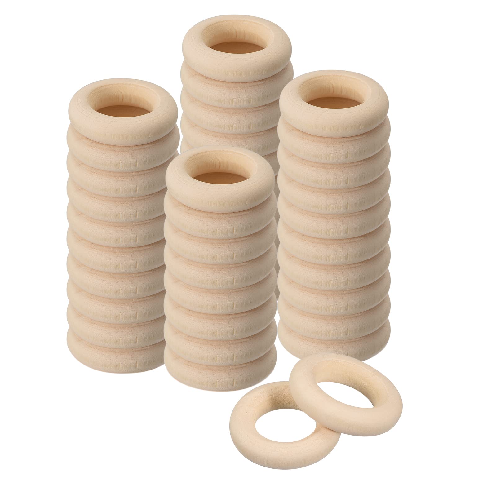 Anneau En Bois Pour Macramé 60 Bagues En Bois Naturel QUARKZMAN - 20mm De Diamètre, 5mm D'Épaisseur, Non Finies Pour DIY, Macramé, Décoration Anneaux En Bois Pour Macramé