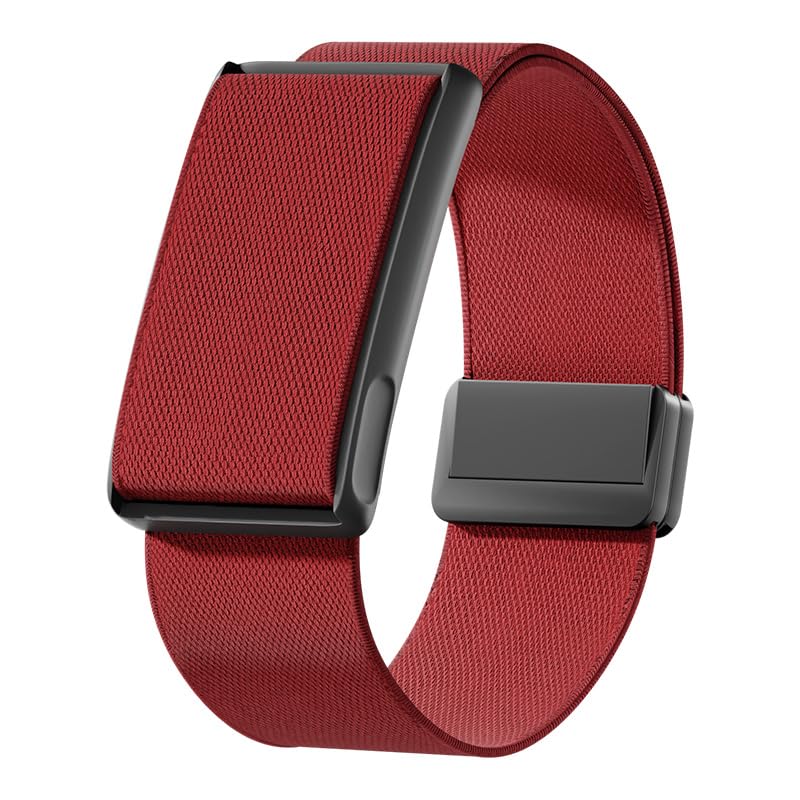 VeveXiao Stretchy Nylon Loop Strap Compatible With Amazfit Helio Strap, Breathable Sports Strap Sweat Absorption Band with Metal Frame Connector for Men Women-No Tracker (wine red)