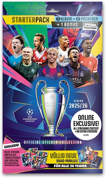 Champions League Stickers 25/26 Starter Pack Exclusive Online (a 76-page album plus 55 stickers)