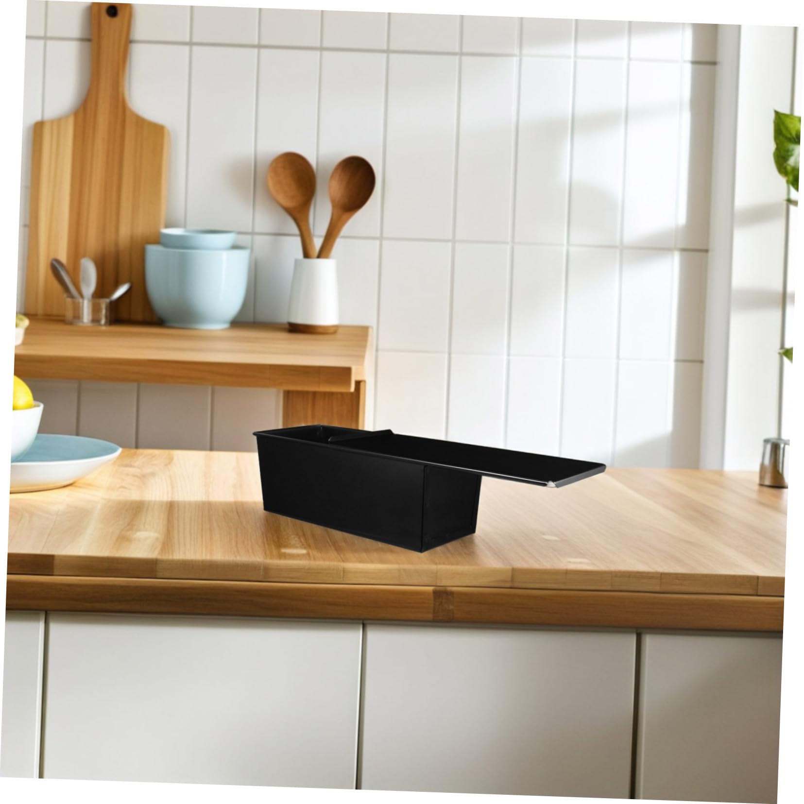 Genérico 1 Pc Molde de pan de caja de tostadas bandeja para hornear pan antiadherente molde para pan antiadherente con tapa barra pan sin glutem juego de ollas suministros de cocina Black