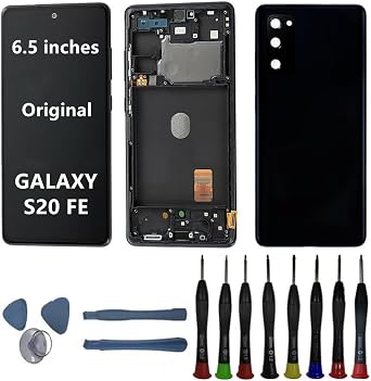 6.5"" Original AMOLED Display for Samsung Galaxy S20FE G781U G781B G780G SM-G781U1 Screen Replacement S20 FE 5G Display Touch Screen Digitizer Assembly with Black Frame+Back Cover+Tools