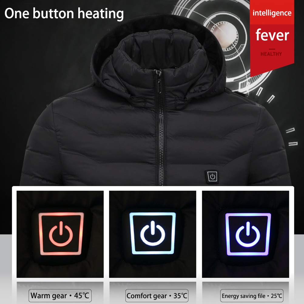 XXIONG Giacca riscaldata per Uomo e Donna, Giacca con Cappuccio elettrica USB, 3 Livelli di Temperatura Scaldamuscoli riscaldato per Caccia all'aperto in Campeggio