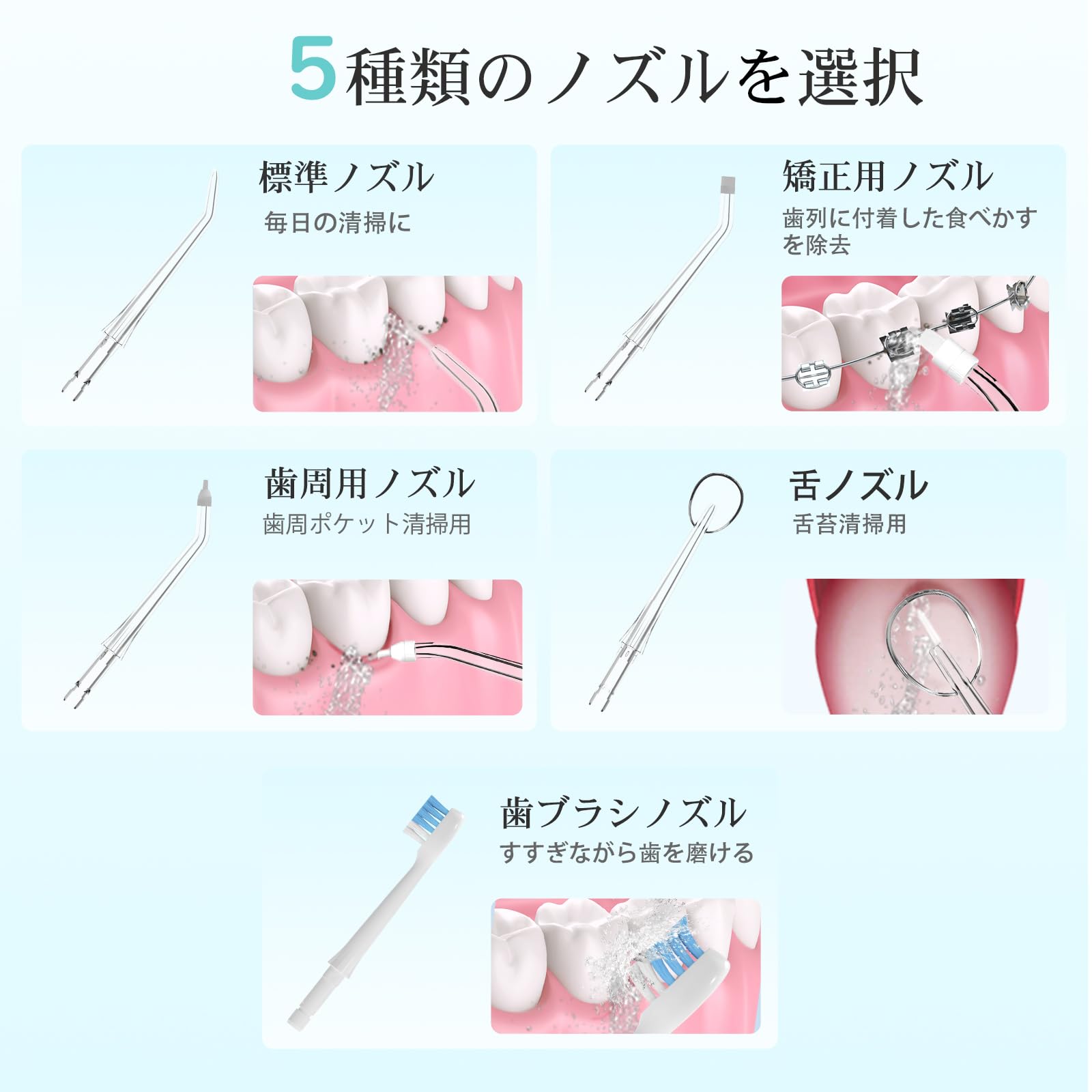 Amazon.co.jp: 口腔洗浄器 ジェットウォッシャー 5本ノズル 4種水流