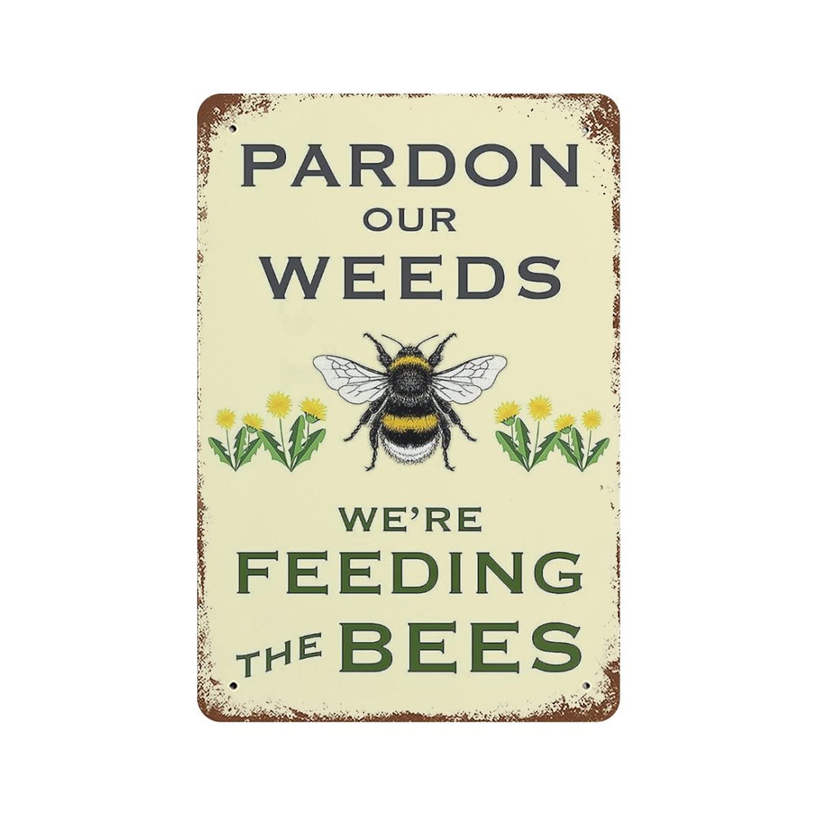 AOOEDM We Are Feeding The Bees Vintage Metal Tin Sign for Home Coffee Shop Office Wall Art Metal Poster Garage Decor Man Cave Sign Inspirational Quote Wall Decor