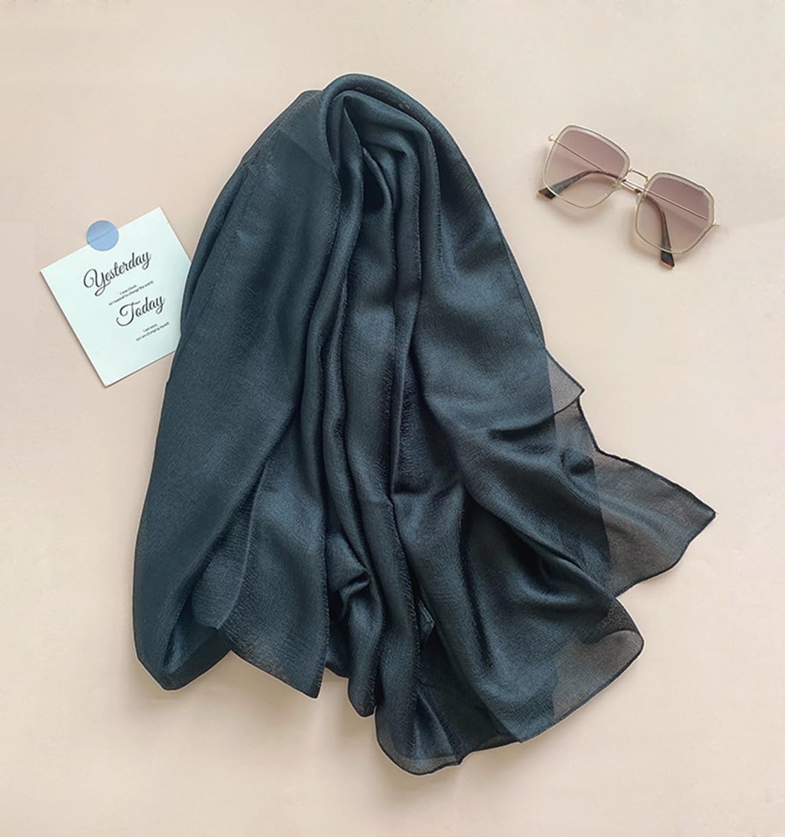 Wander Agio Womens Chiffon Shawl Party Wraps Evening Dress Bridesmaid Long Linen Scarves for Wedding Pearl Gloss Finish - Image 2