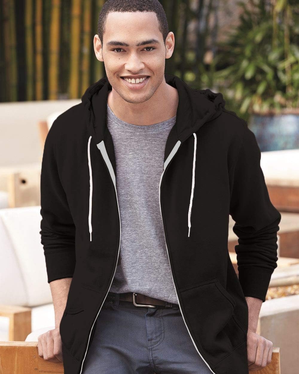 Independent Trading Co. Unisex Lightweight Full-Zip Hooded Sweatshirt, 2XL Classic Navy