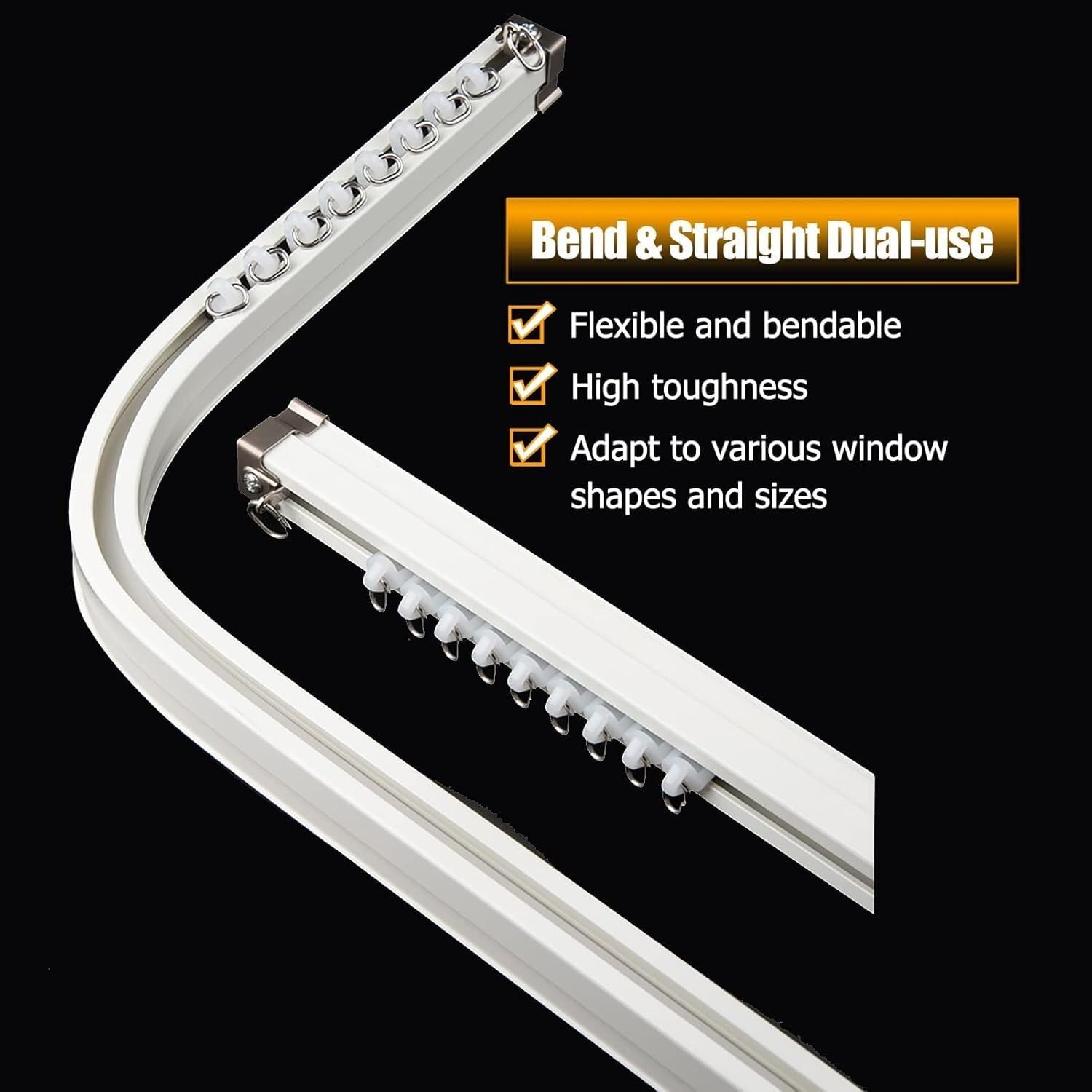 Binario flessibile da soffitto bianco regolabile da 2 m, versatile asta divisoria con guide pieghevoli, perfetto per casa, ufficio, eventi e soluzioni di gestione dello spazio