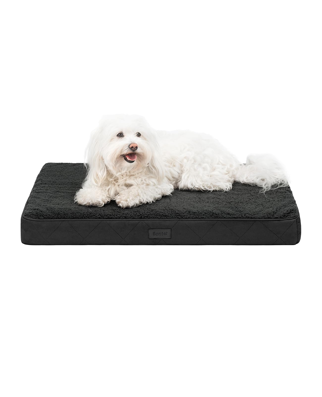lionto Cama ortopédica para perros, 76 x 51 x 8 cm, cojín para perros resistente con suave felpa, funda extraíble y lavable, impermeable, adecuada para perros pequeños y grandes y gatos, color negro