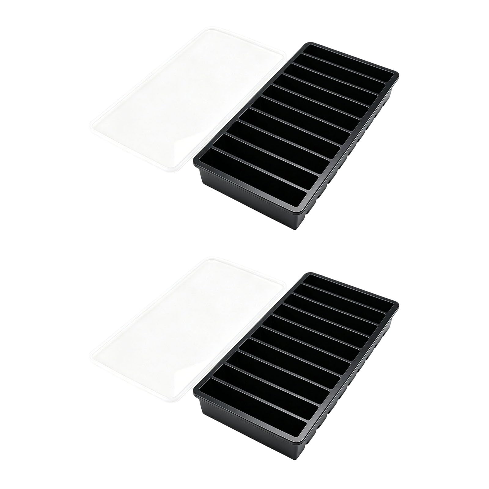 Tsophreniq 10 Slot Long Mold Crafted From Flexible Silicone Includes Protective Cover Prevents Freezer Odors Long Ice Molds