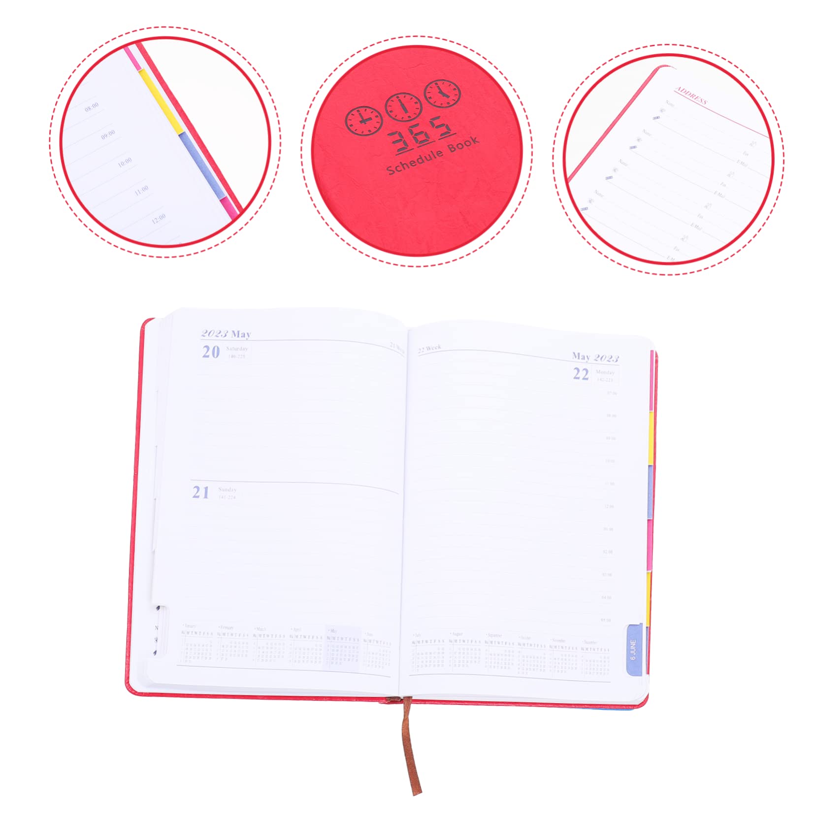 Agenda Scolastica Inglese A5 2023 in Carta Rossa, 1 Pezzo | Pianificazione Settimanale e Mensile, Formato Portatile, Design Semplice Pagine Interne Delicate