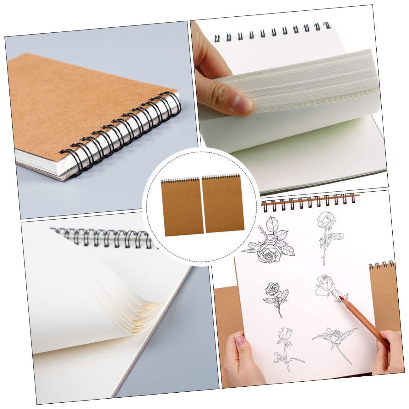 Anneome Cuaderno de Bocetos A4 de Espiral, 2 Unidades, Papel Marrón | Boceto de Dibujo, Cuadernos de Bocetos, Decoracion Colegio, Uso en Casa y Clase