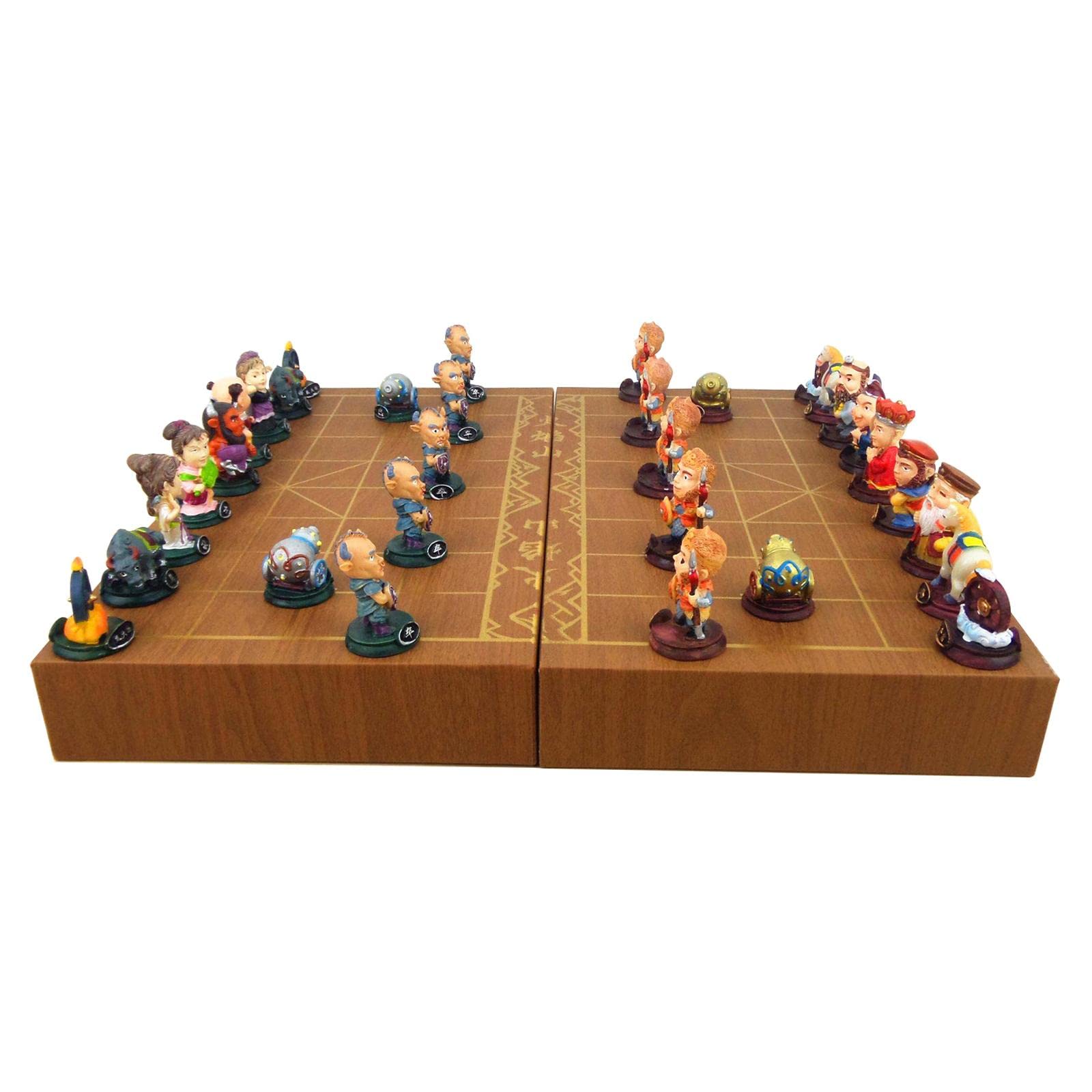 UJEAVETTE® Foldable Wood Chess Set, Ancient Chinese Figurine Board Game Toy Gifts