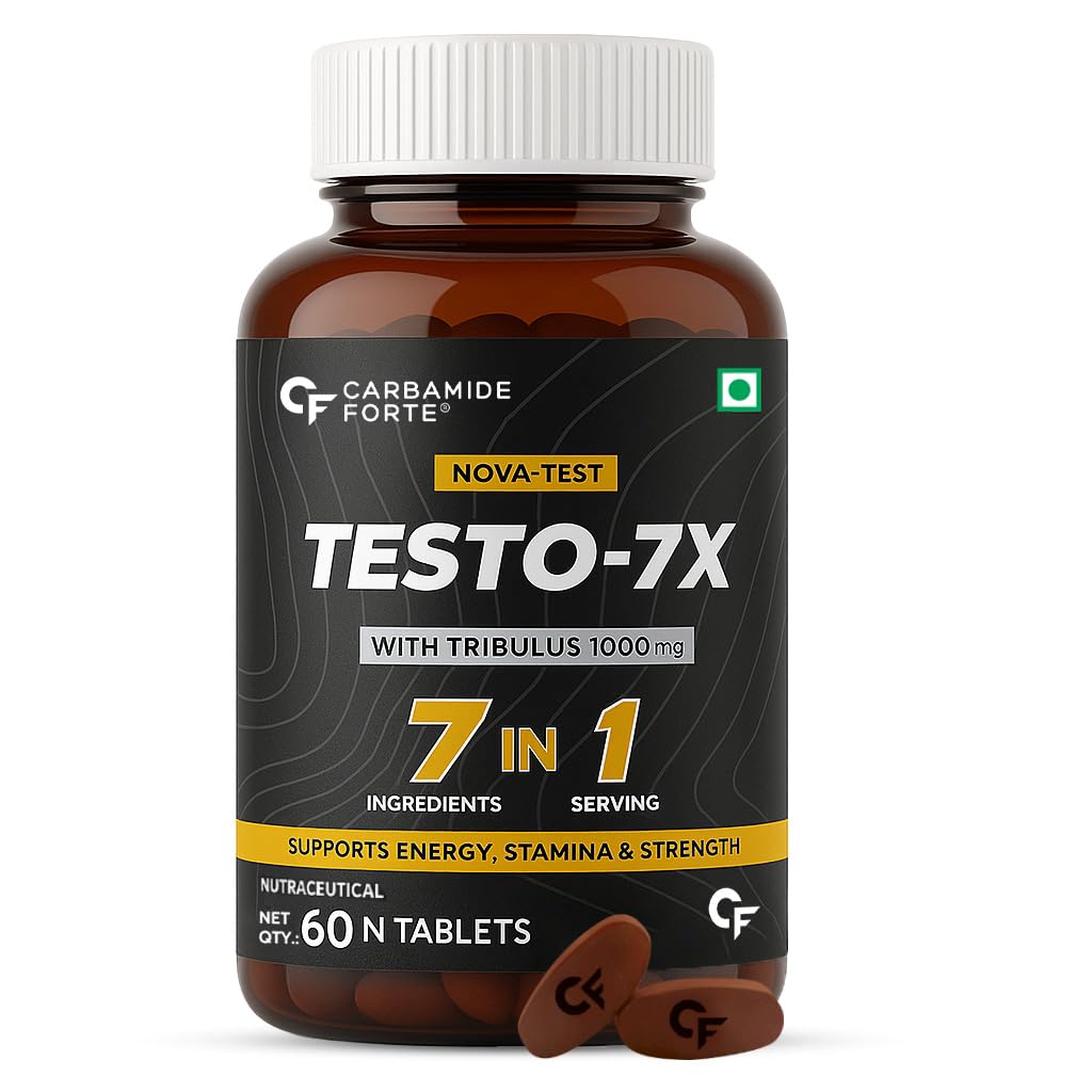 Carbamide Forte Testosterone Booster Supplement | Testosterone Supplement For Men | Testo Booster with Tribulus 1000mg & Ashwagandha | Testo Booster Tablet with L-Citrulline & Kaunch Beej | Testo Power Tablet For Men Gym | Testosterone Booster With 60 Veg Tablets