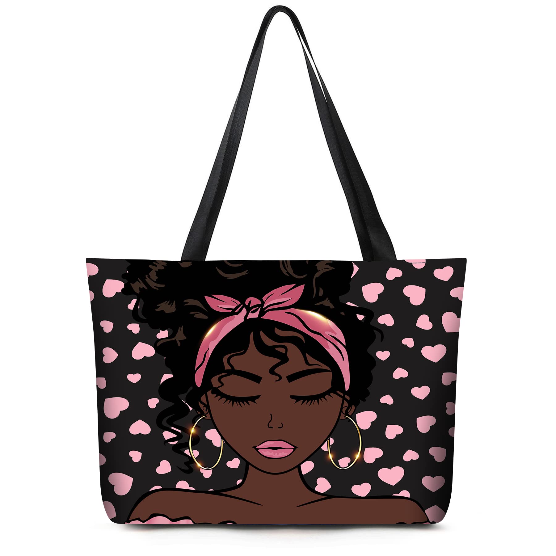 AZPSRT Tote Bag for Women African American Shoulder Handbag Large Capacity Work Fit 15.4 Inch/17.7inch