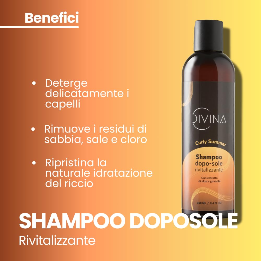 Kit Curly Summer trattamento completo specifico per l'estate per capelli mossi, ricci, super-ricci, afro by Divina BLK, 4 prodotti