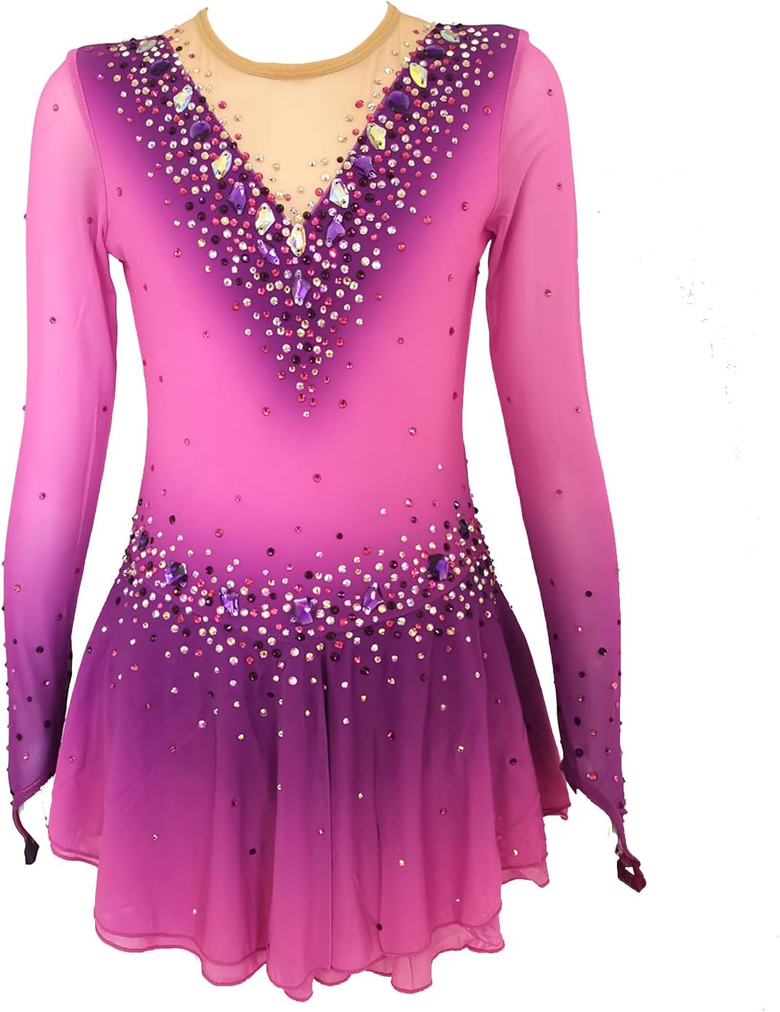 Purple Gradient Figure Skating Skirt for Girls with Stunning Design