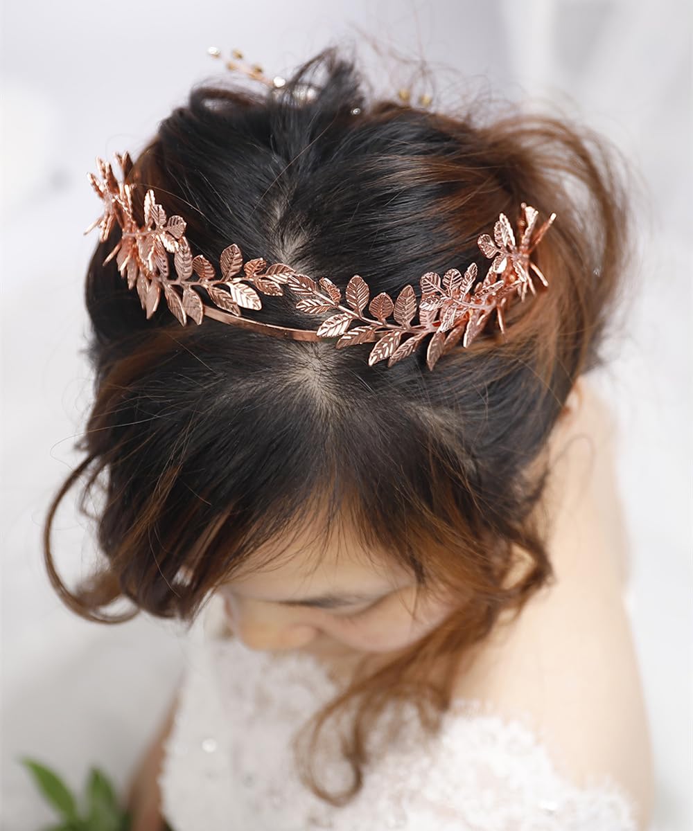 Amazon.com : Chmier Bridal Headband Leaf Vine Headband Rose  display picture 1