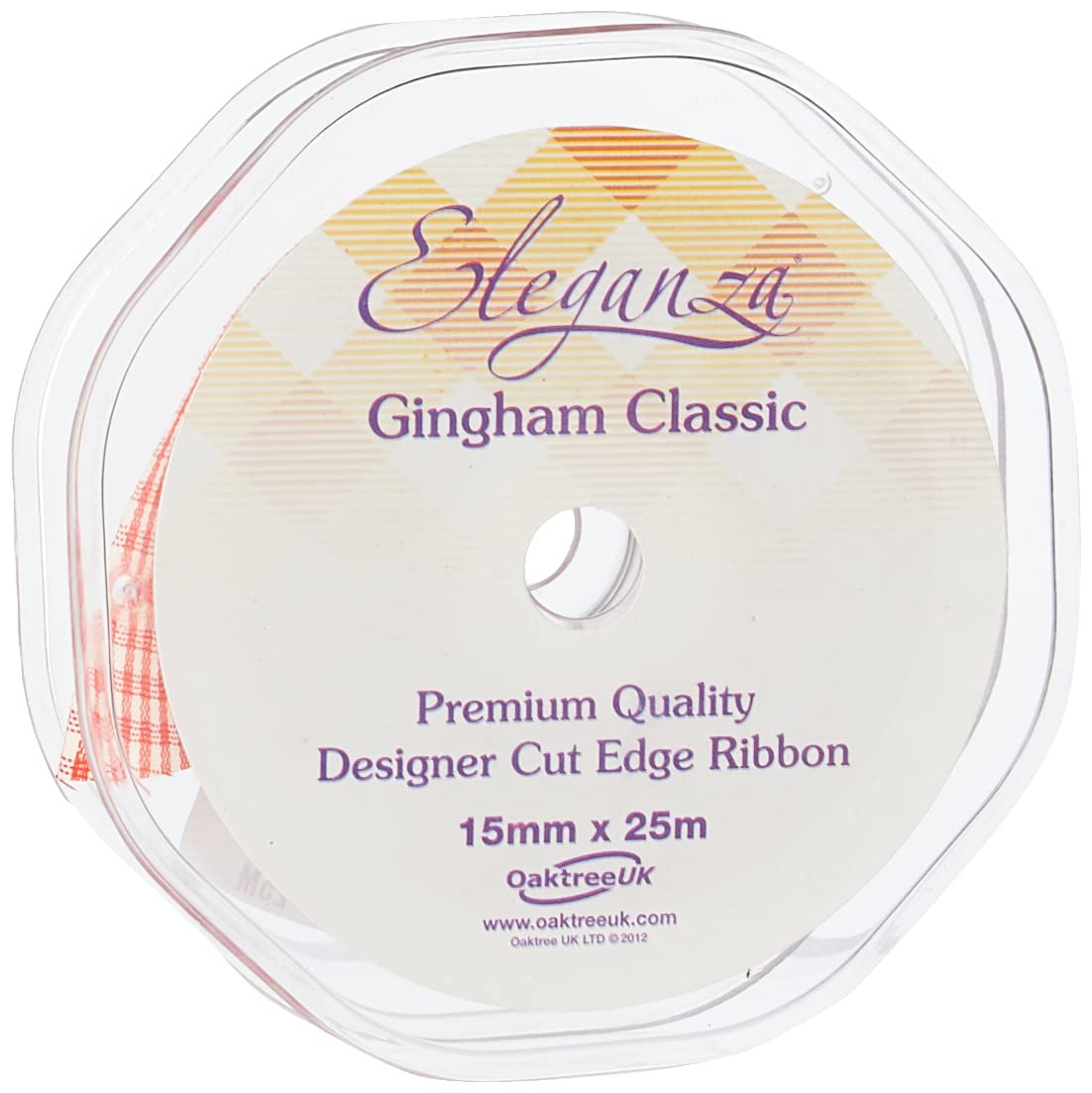 Eleganza 15 mm x 25 m Gingham Classic Ribbon, Red